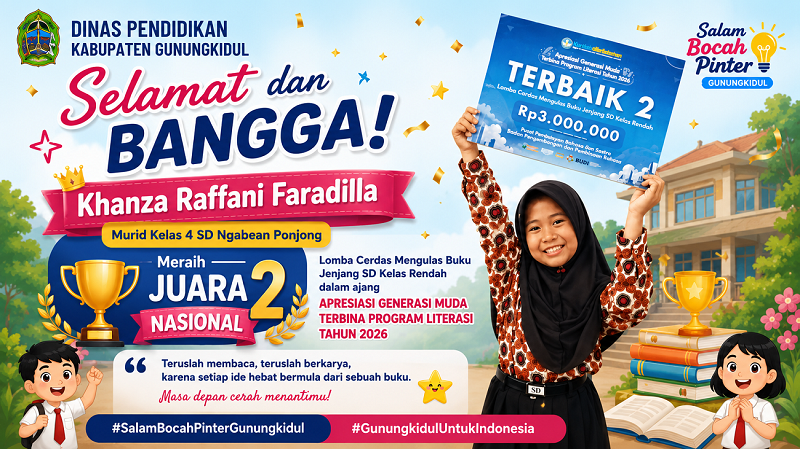 Siswi SD Negeri Ngabean Ponjong Raih Juara II Nasional Lomba Cerdas Mengulas Buku Tahun 2026